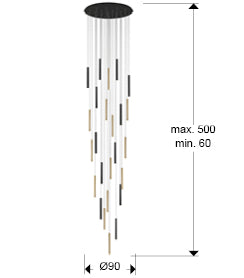 Lustra Schuller Varas Grand 25 lumini Ø90 auriu-negru fall 5m dimmable telecomandă