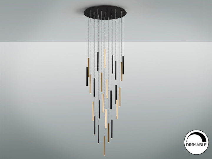 Lustra Schuller Varas Grand 25 lumini Ø90 auriu-negru fall 3m dimabilă