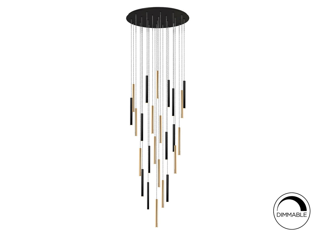 Lustra Schuller Varas Grand 25 lumini Ø90 auriu-negru fall 3m dimabilă