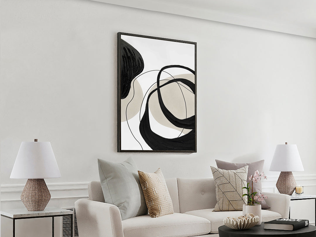 Tablou acrilic Schuller Actio I pictat pe pânză cu ramă neagră — 80x120 cm