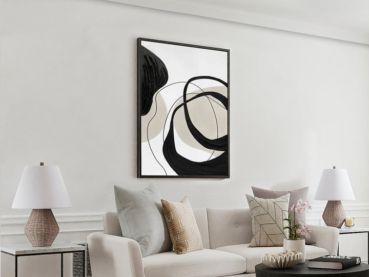 Tablou acrilic Schuller Actio I pictat pe pânză cu ramă neagră — 80x120 cm