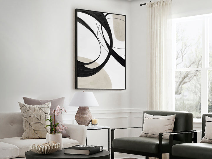 Tablou acrilic Schuller Actio II pictat pe pânză cu ramă neagră — 80x120 cm