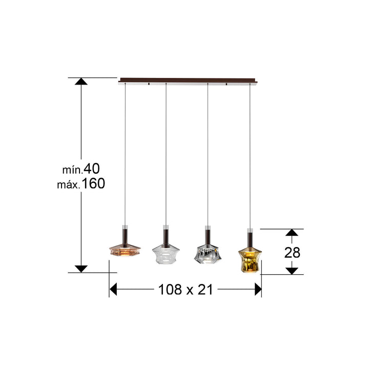 Lustra Schuller Scarlett Colours 4 lumini bar 108 cm bronz