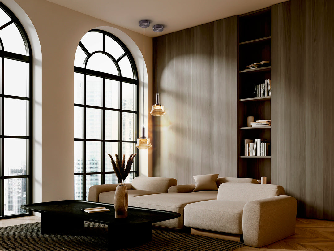 Lustra Schuller Scarlett 1 lumina bronz cu sticla chihlimbar