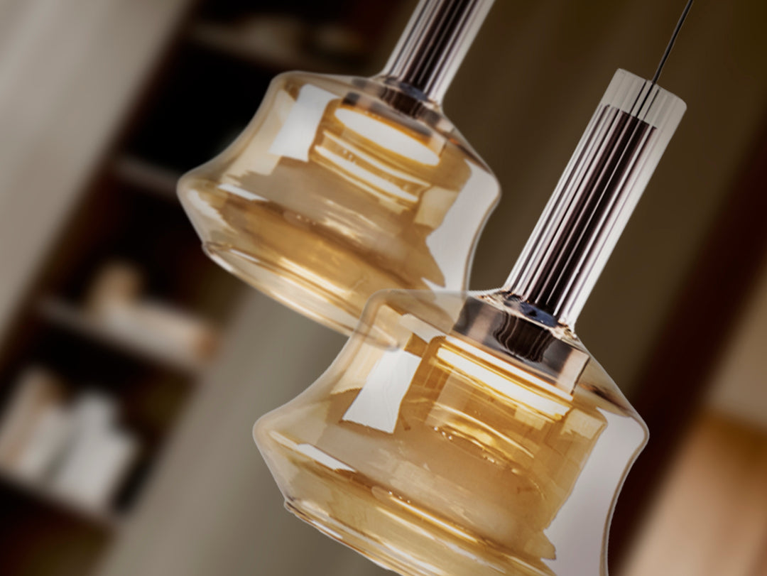Lustra Schuller Scarlett 1 lumina bronz cu sticla chihlimbar