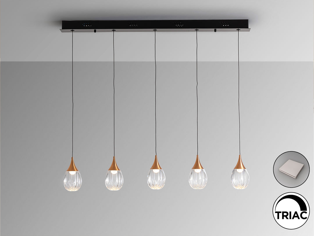 Lustra Schuller Corina 5 lumini bar 103 cm negru-cupru acrilic
