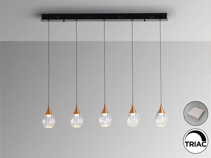 Lustra Schuller Corina 5 lumini bar 103 cm negru-cupru acrilic