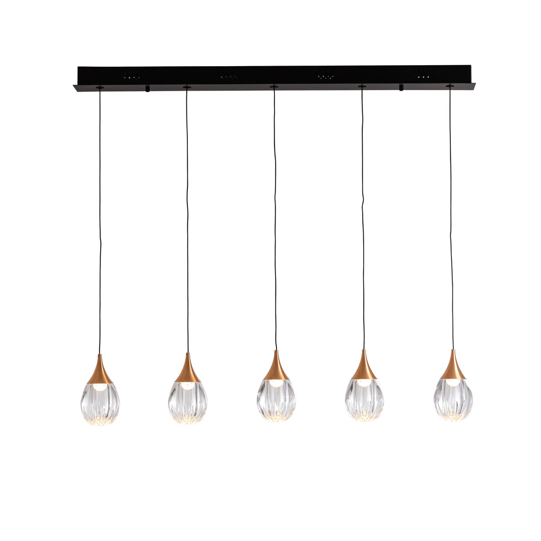 Lustra Schuller Corina 5 lumini bar 103 cm negru-cupru acrilic