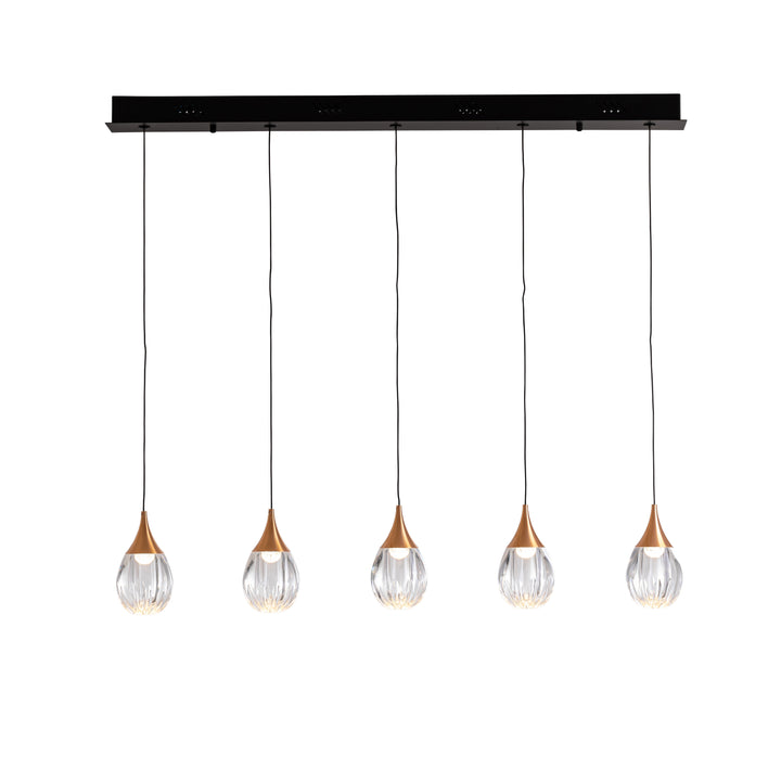 Lustra Schuller Corina 5 lumini bar 103 cm negru-cupru acrilic