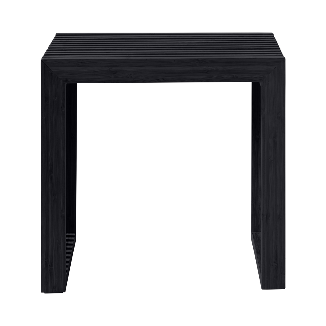 Taburet Rib Cinas — taburet compact din mahon pictat negru mat cu structură de coaste.