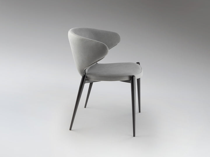 Scaun Schuller Alize cu tapițerie gri deschis și picioare metal negru — 56x75x55 cm