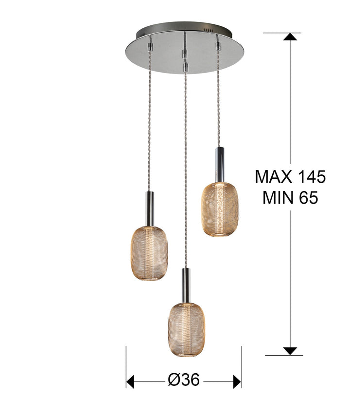 Lustra Schuller Micron 3 lumini cromat-auriu LED dimabil