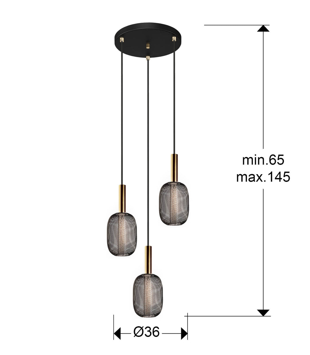 Lustra Schuller Micron 3 lumini auriu-negru LED dimabil