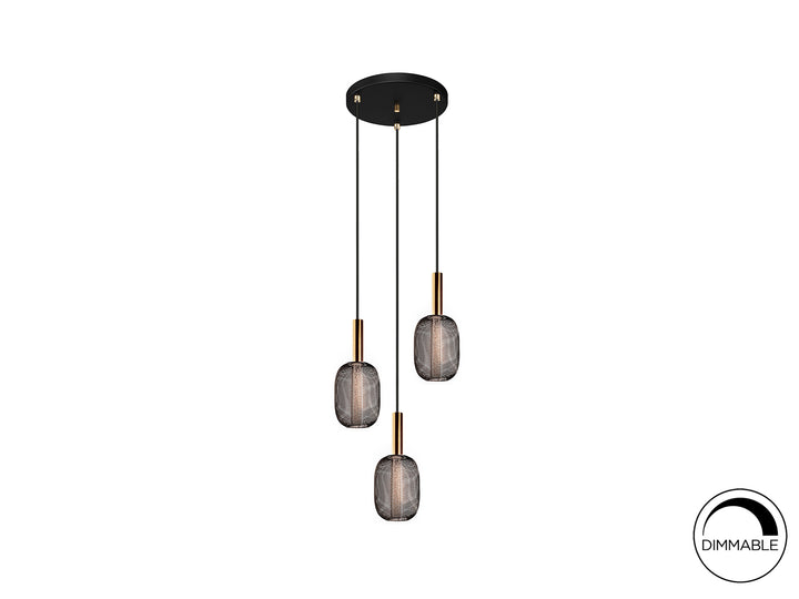 Lustra Schuller Micron 3 lumini auriu-negru LED dimabil
