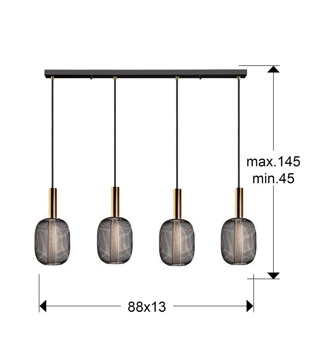 Lustra Schuller Micron 4 lumini bar auriu-negru LED dimabil