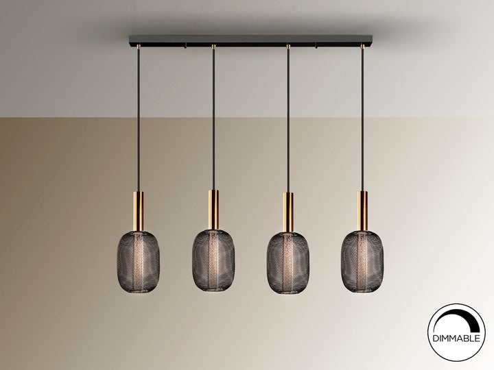 Lustra Schuller Micron 4 lumini bar auriu-negru LED dimabil