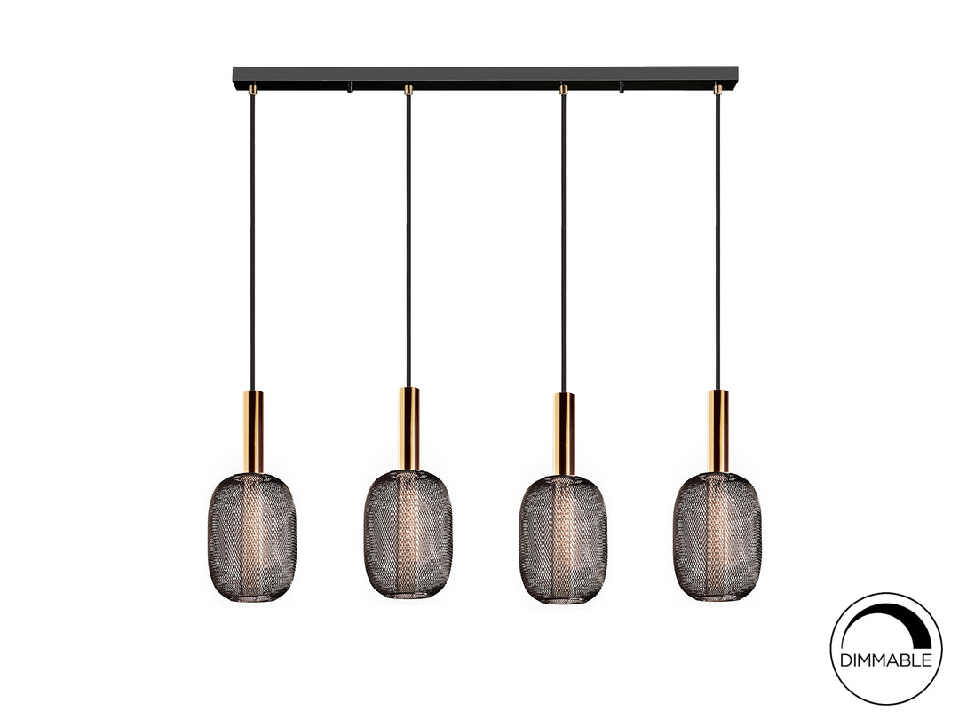 Lustra Schuller Micron 4 lumini bar auriu-negru LED dimabil