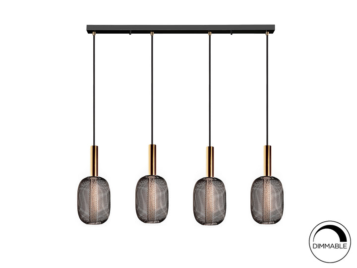 Lustra Schuller Micron 4 lumini bar auriu-negru LED dimabil