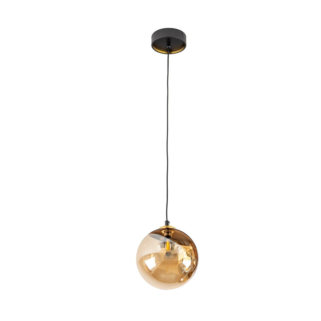 Lustra Schuller Dark 1 lumina negru-alama glob chihlimbar Ø20