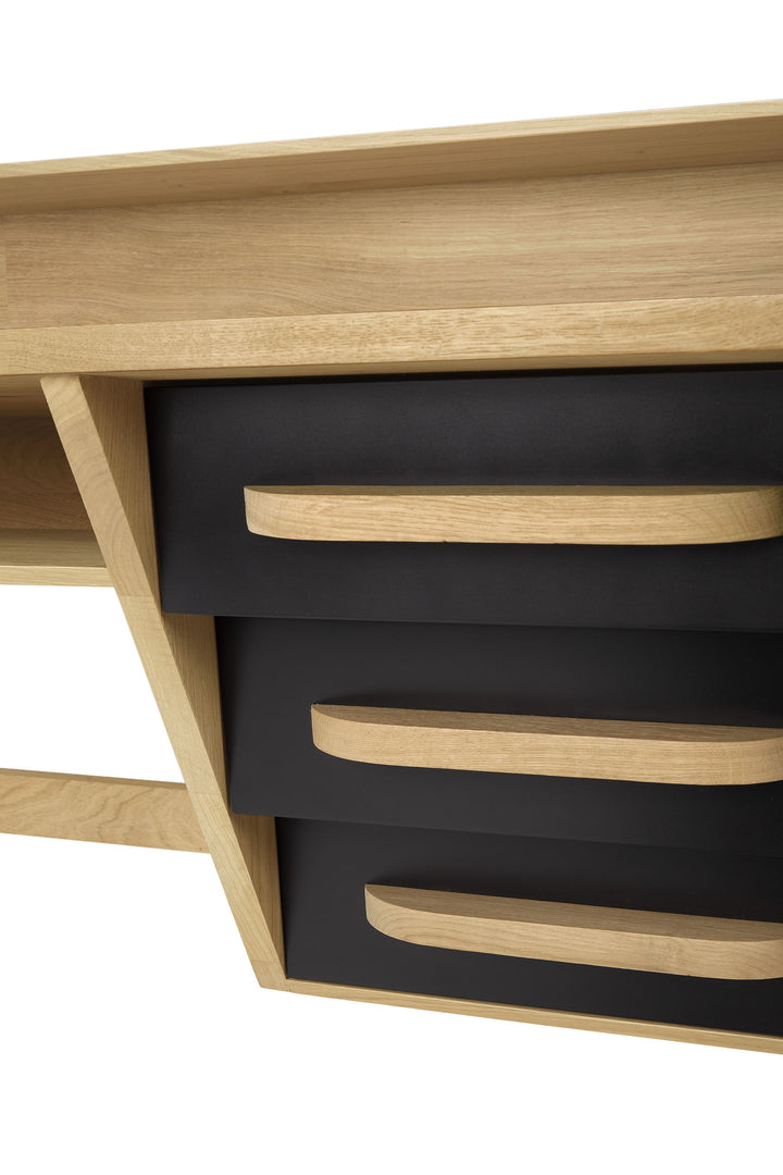 Birou Ethnicraft Origami stejar sertare negre