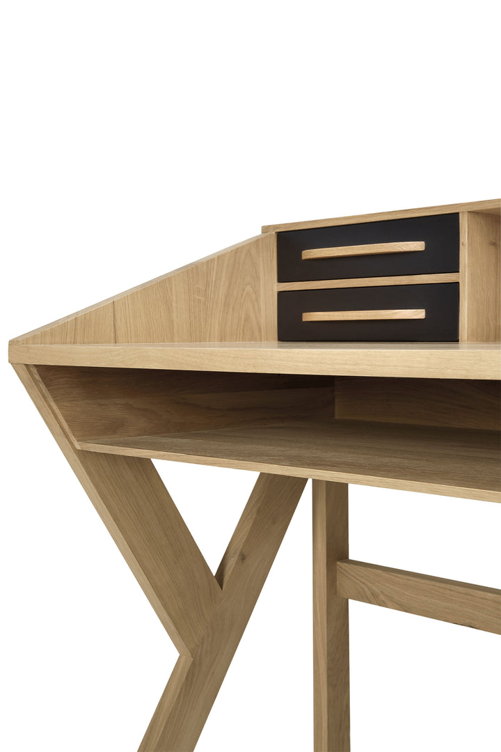 Birou Ethnicraft Origami stejar sertare negre