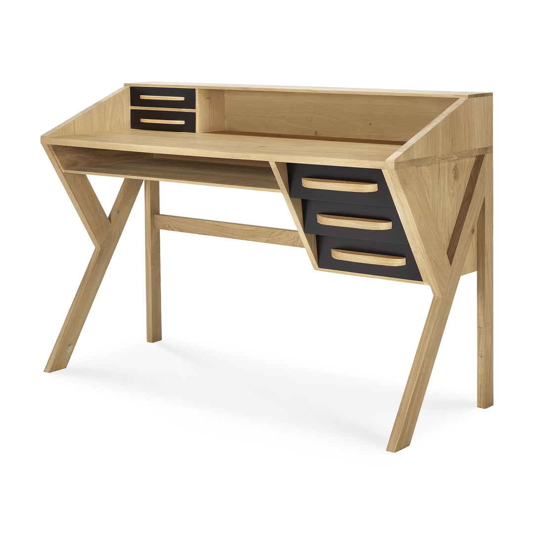 Birou Ethnicraft Origami stejar sertare negre