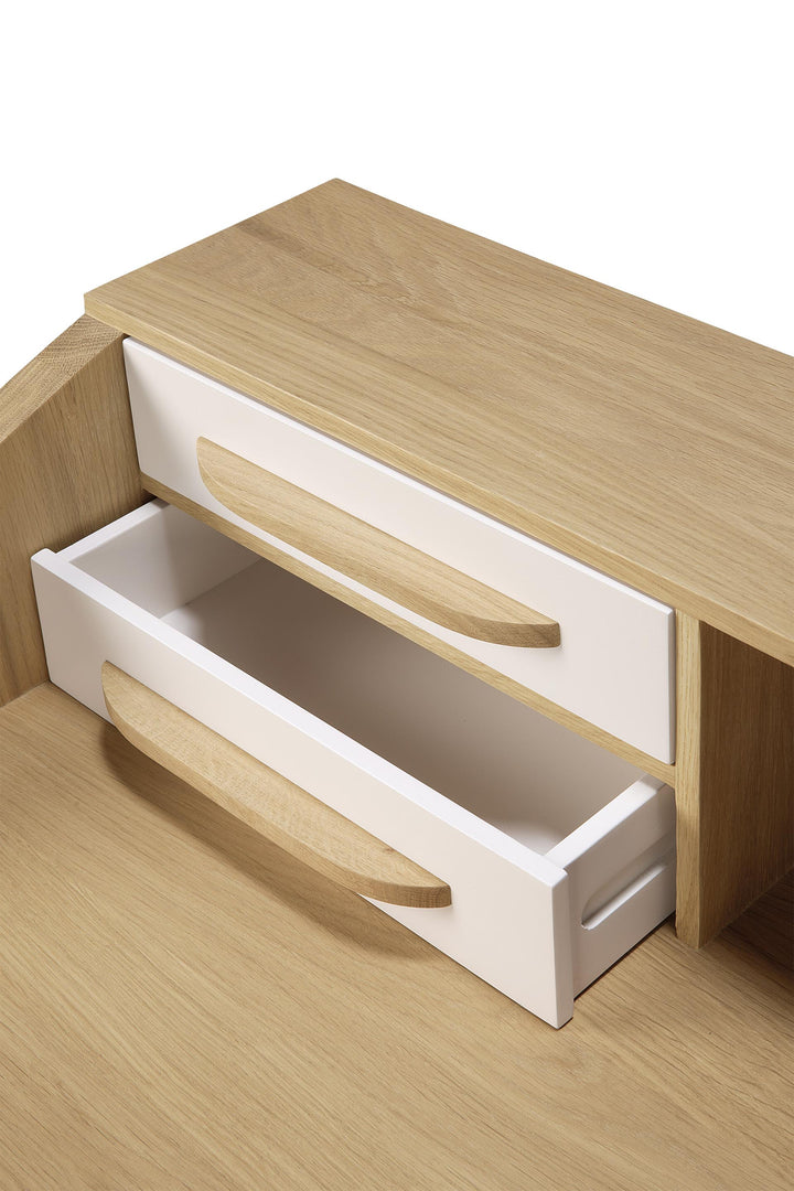 Birou Ethnicraft Origami stejar sertare crem