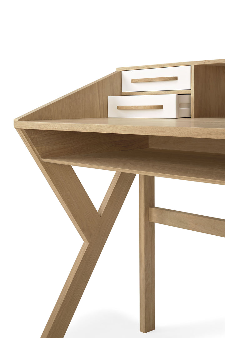 Birou Ethnicraft Origami stejar sertare crem