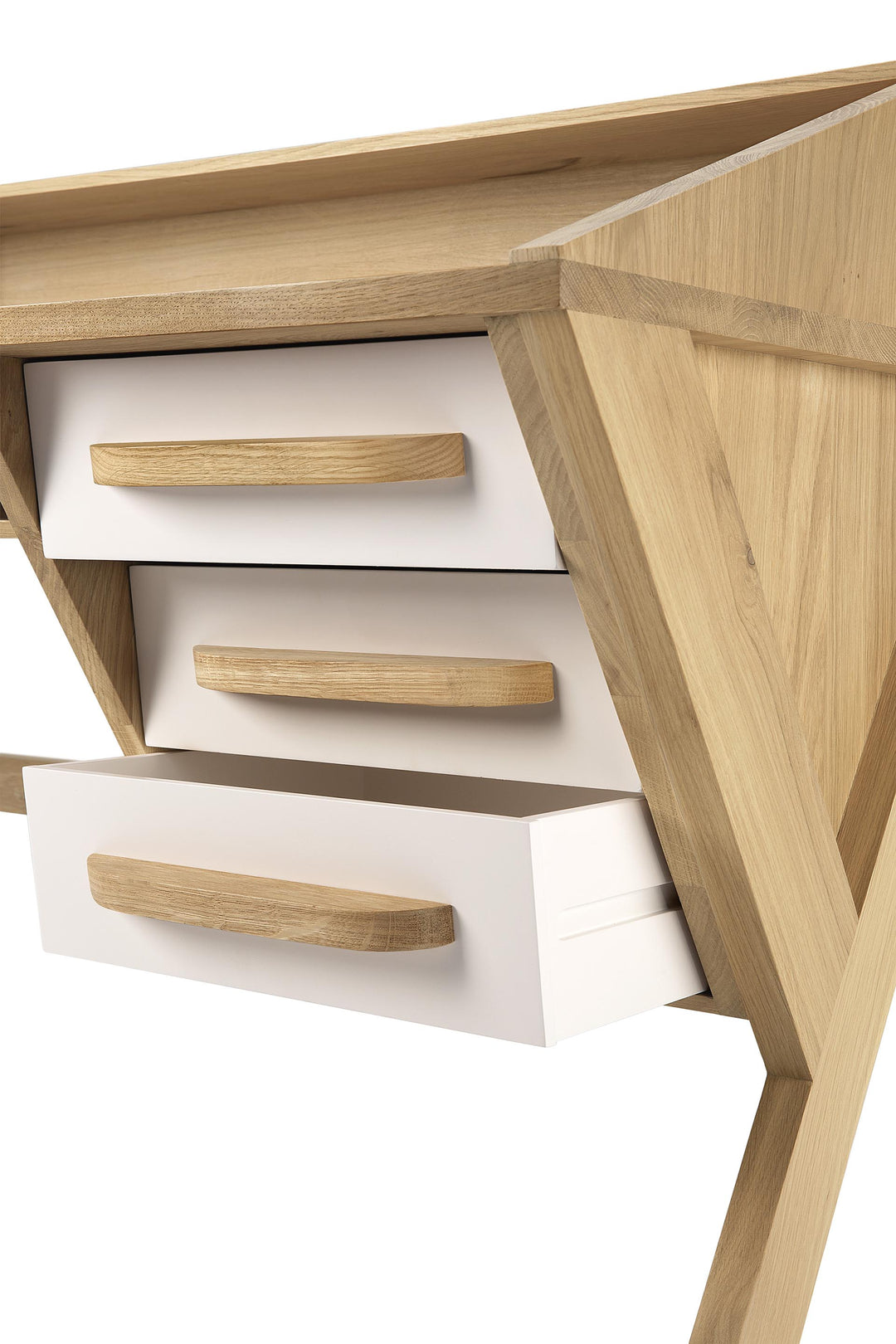 Birou Ethnicraft Origami stejar sertare crem