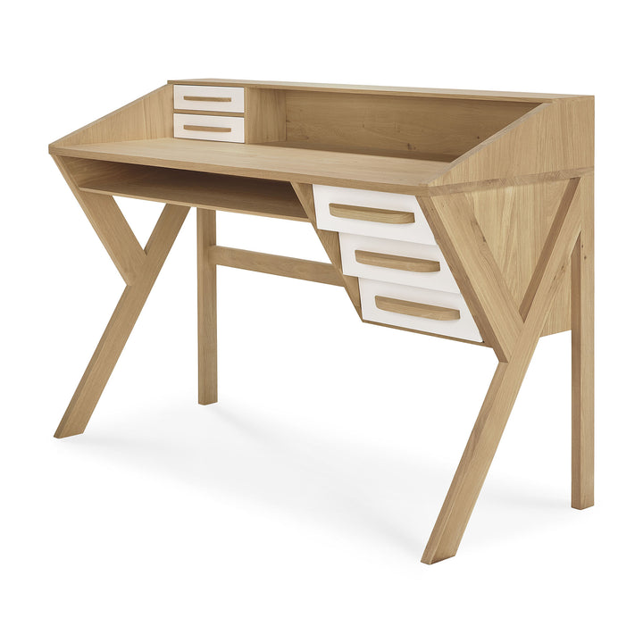 Birou Ethnicraft Origami stejar sertare crem