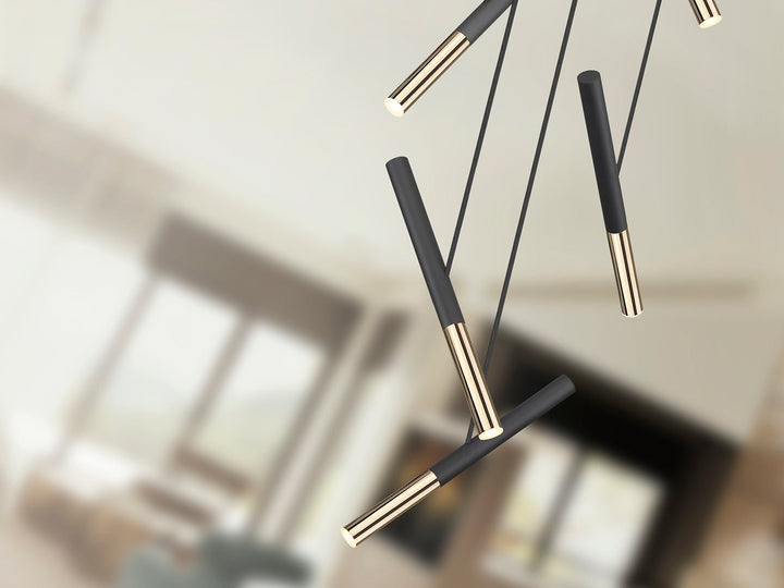 Lustra Schuller Edna 5 lumini cascadă negru-auriu LED