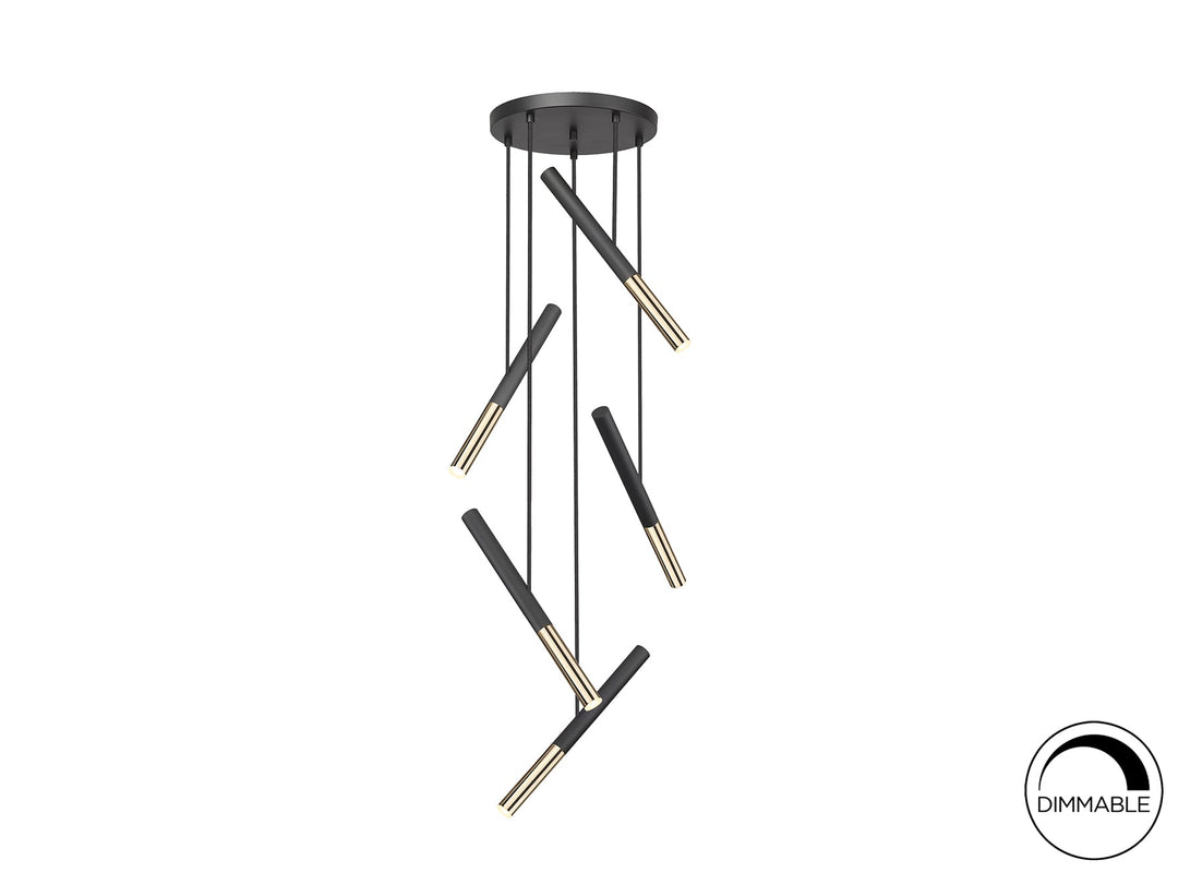 Lustra Schuller Edna 5 lumini cascadă negru-auriu LED