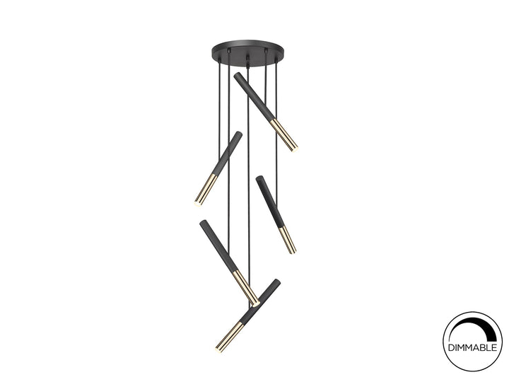 Lustra Schuller Edna 5 lumini cascadă negru-auriu LED