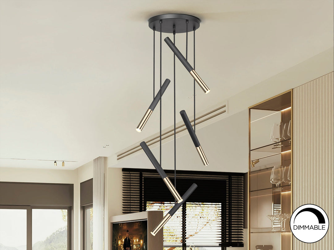 Lustra Schuller Edna 5 lumini cascadă negru-auriu LED