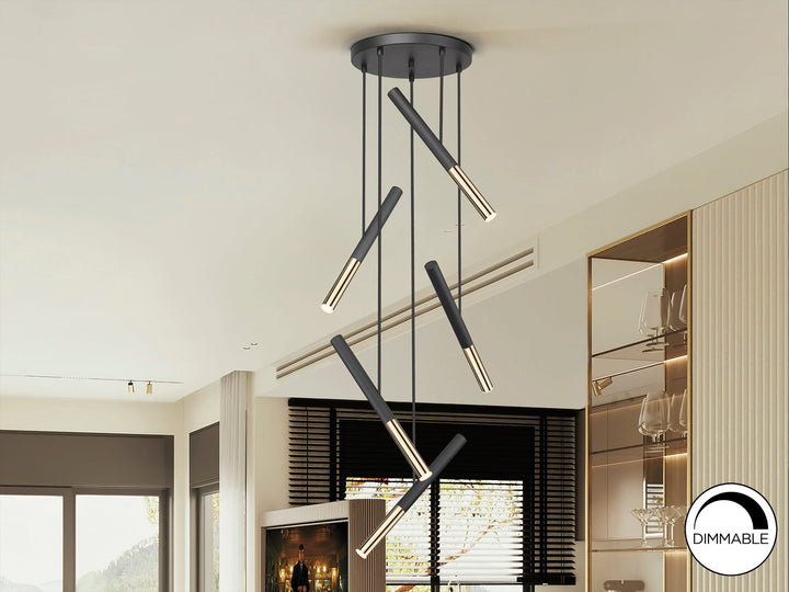 Lustra Schuller Edna 5 lumini cascadă negru-auriu LED
