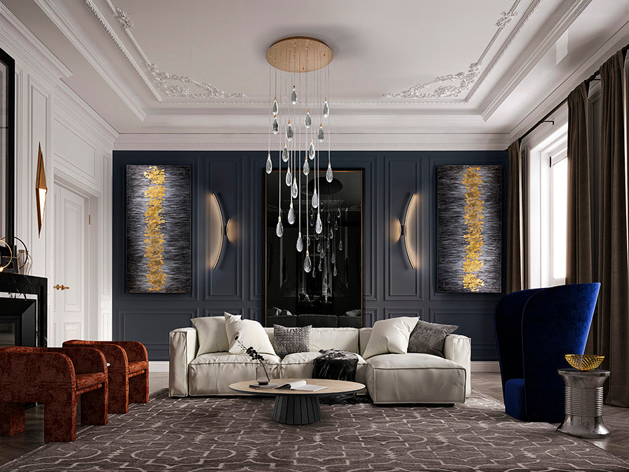 Lustra Schuller Lagrimas 20 lumini rose gold sticla tăiată cascadă 300 cm