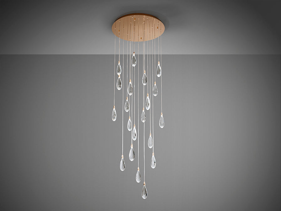 Lustra Schuller Lagrimas 20 lumini rose gold sticla tăiată cascadă 300 cm