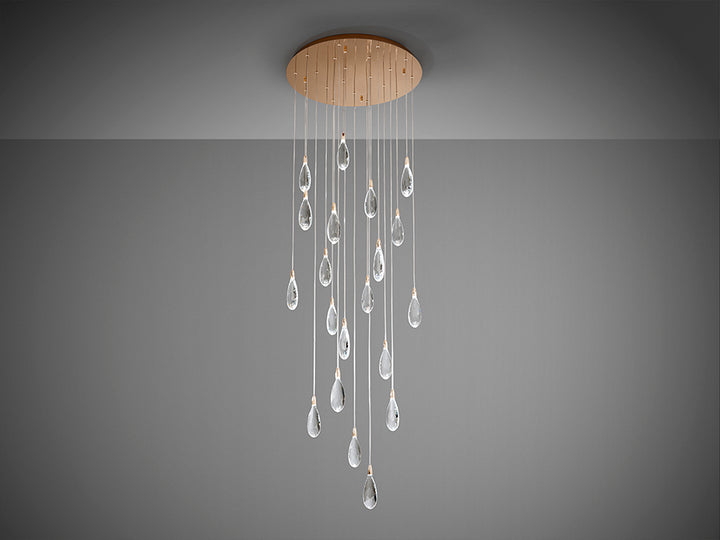Lustra Schuller Lagrimas 20 lumini rose gold sticla tăiată cascadă 300 cm