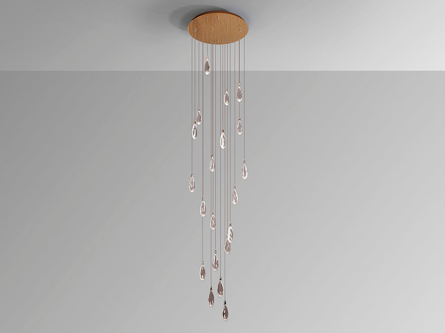 Lustra Schuller Lagrimas 20 lumini rose gold sticla tăiată cascadă 300 cm