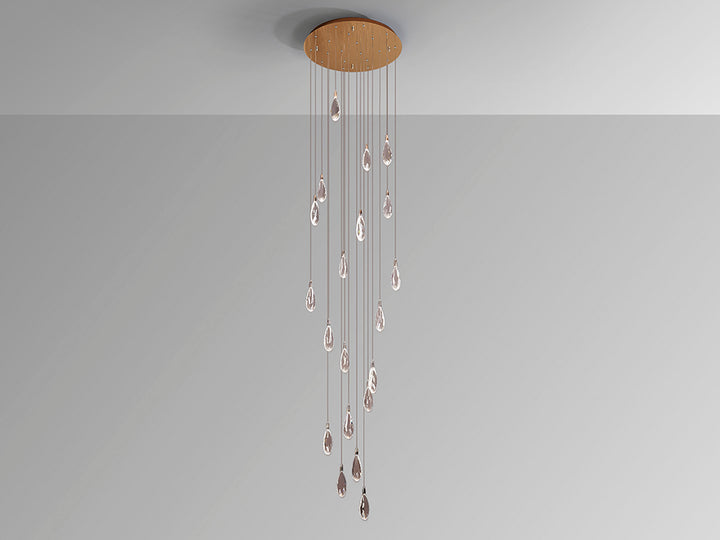 Lustra Schuller Lagrimas 20 lumini rose gold sticla tăiată cascadă 300 cm