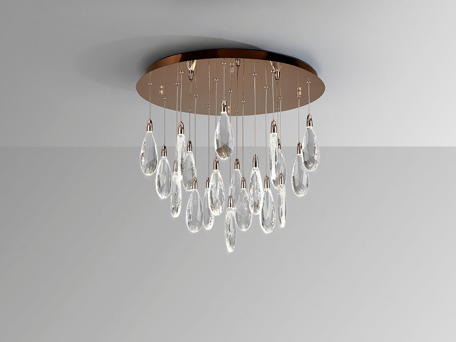 Lustra Schuller Lagrimas 19 lumini Ø65 rose gold sticla tăiată