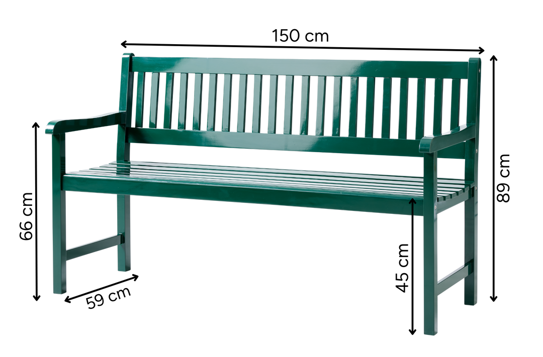 Bancheta Cinas Brighton trei locuri verde 150 cm