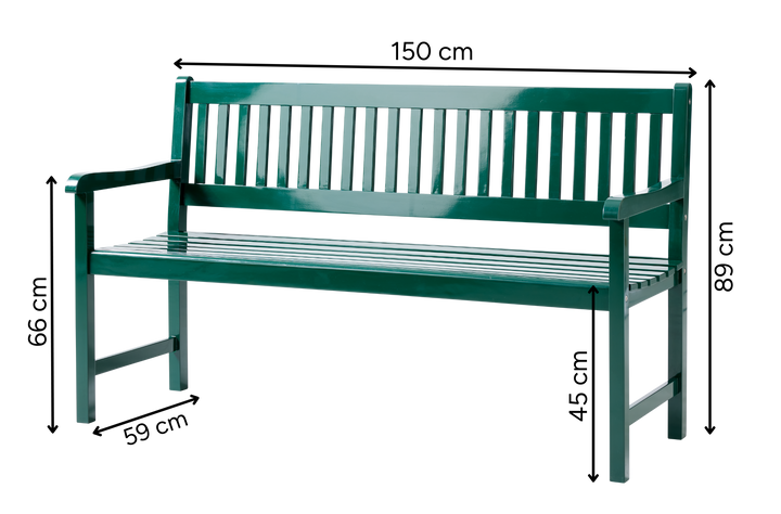 Bancheta Cinas Brighton trei locuri verde 150 cm