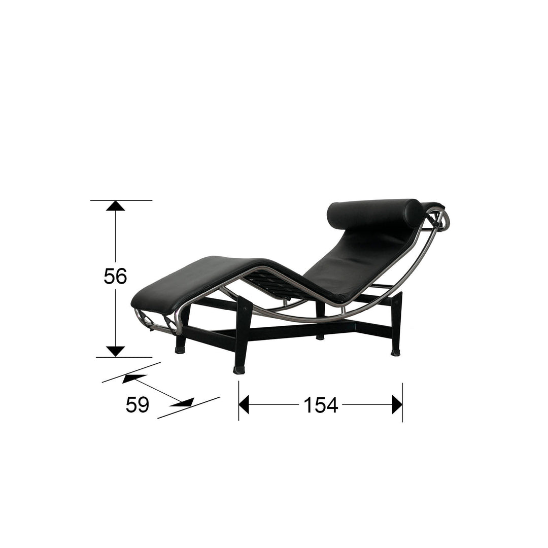 Sezlong Schuller Leco cadru cromat piele neagră