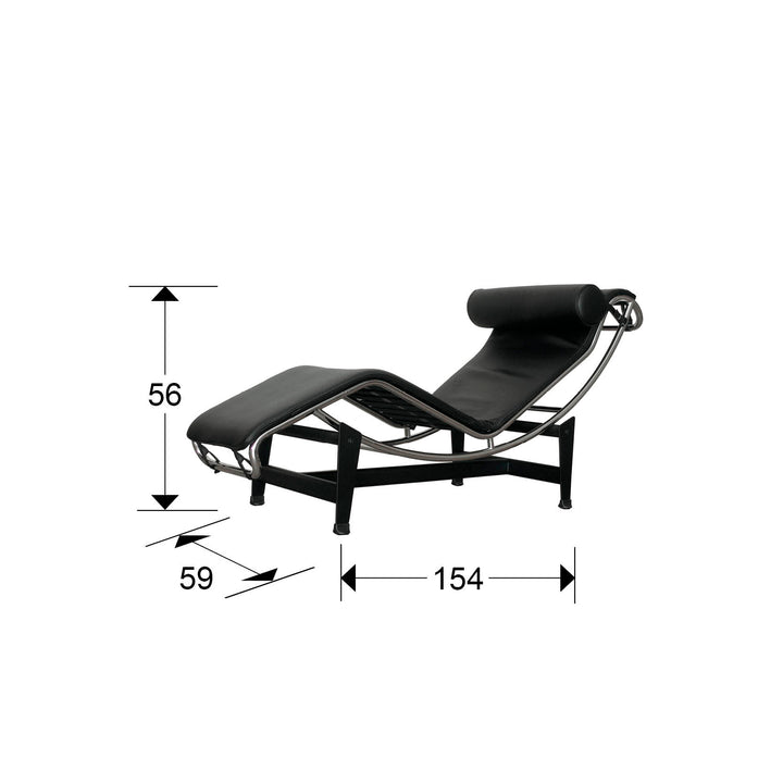 Sezlong Schuller Leco cadru cromat piele neagră