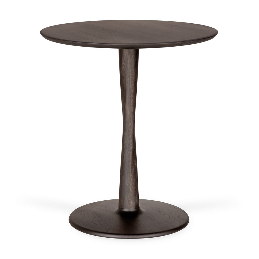 Masă bistro Torsion Ethnicraft 70×70 cm din stejar brown cu picior torsadat