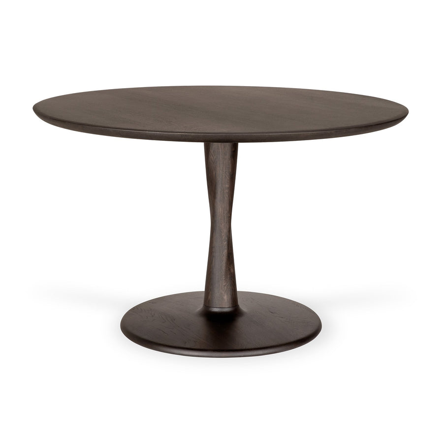 Masă dining Torsion Ethnicraft 127×127 cm din stejar brown cu picior torsadat