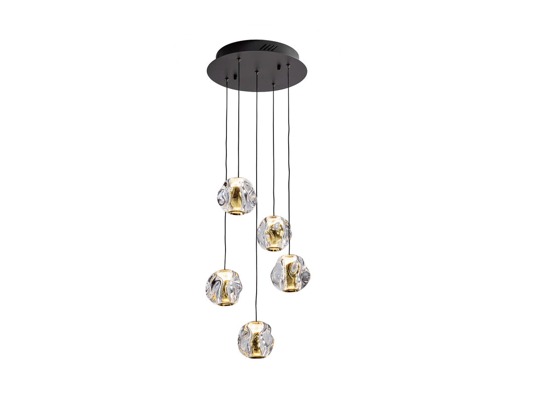 Lustra Schuller Zaria 5 lumini cascadă negru-auriu acrilic 150 cm