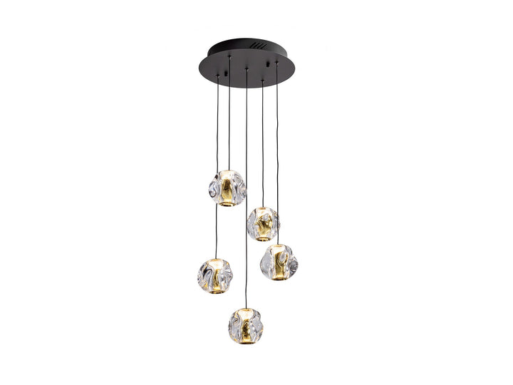 Lustra Schuller Zaria 5 lumini cascadă negru-auriu acrilic 150 cm