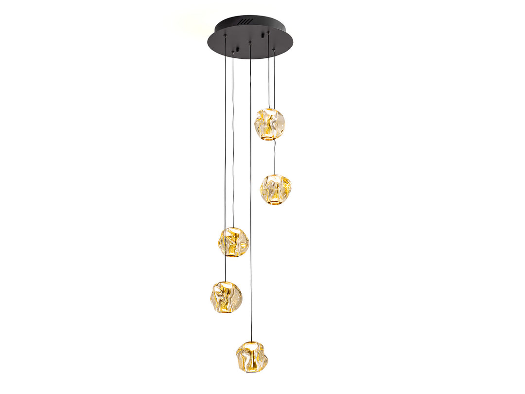 Lustra Schuller Zaria 5 lumini Ø33 negru-bronz acrilic chihlimbar